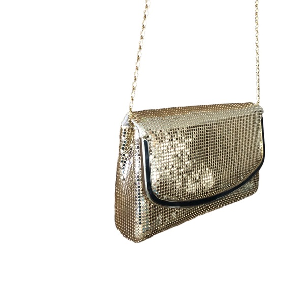 Finesse Vintage Gold Metallic Mesh Clutch Purse Hard Shell Made In Hong … - Picture 2 of 9